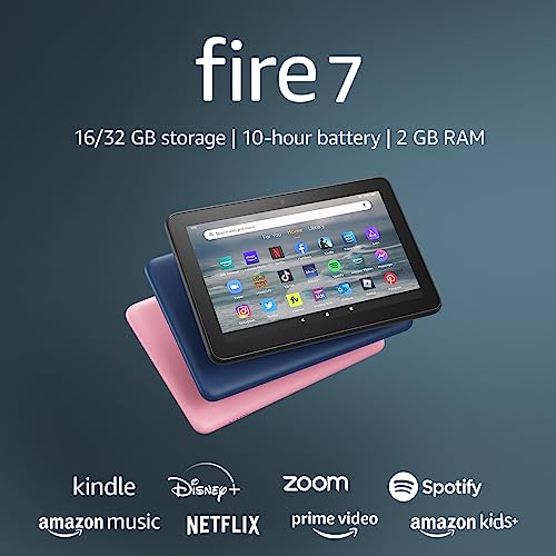 Amazon Fire 7 tablet, 7” display, 16 GB, 10 hours battery life, light and portable for entertainment at home or on-the-go, (2022 release), Black, without lockscreen ads - 16 GB - Without Lockscreen Ads - Black - Fire 7