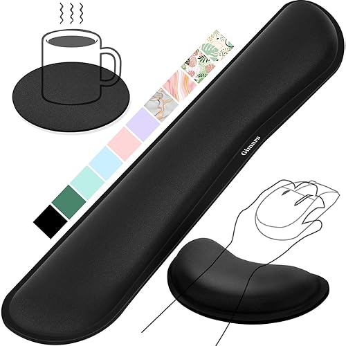 Gimars Upgrade Enlarge Silky Gel Memory Foam Keyboard Wrist Rest, Wrist Rest for Computer Keyboard, Ergonomic Design for Typing Pain Relief, Mousepad Rests, Wrist Support for Office, Gaming, Black - Black
