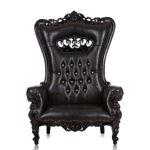 "Crown Tiffany" Extra Wide Throne Chair - Black / Black