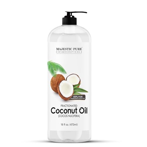 MAJESTIC PURE Fractionated Coconut Oil | Relaxing Massage Oil for Massage Therapy | Liquid Coconut Oil for Diluting Essential Oils | Coconut Oil for Skin, Lip, Body, Hair Oil, Moisturizer | 16 fl oz - 16 fl oz (Pack of 1)