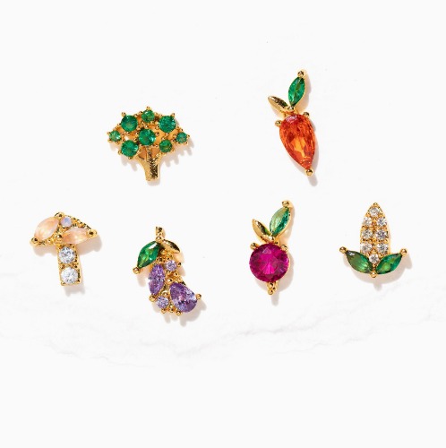 Farmers Market Veggie Stud Set | Gold