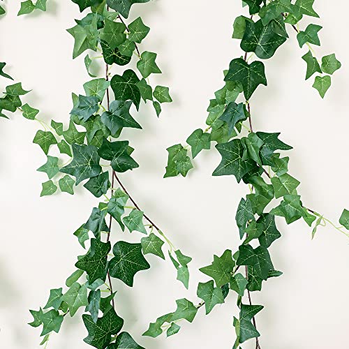 Dallisten 3 Strands Odorless Artificial Ivy Vines Kit, 71" Silk Ivy Garland with Green Leaves, Fake Hanging Plants Greenery Decoration for Bedroom, Windows, Walls, Wedding, Outdoor Decor (Green) - Green Ivy