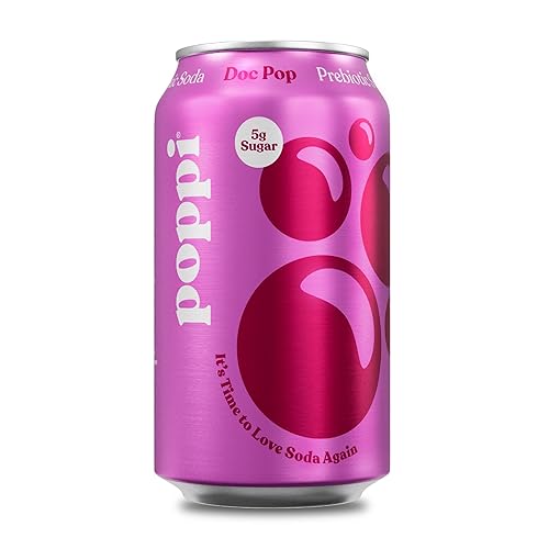 Poppi Sparkling Prebiotic Soda Beverage with Apple Cider Vinegar, Seltzer Water and Fruit Juice, Doc Pop Flavor, 12 oz, Pack of 12, Packaging May Vary - Doc Pop - 12 Fl Oz (Pack of 12)