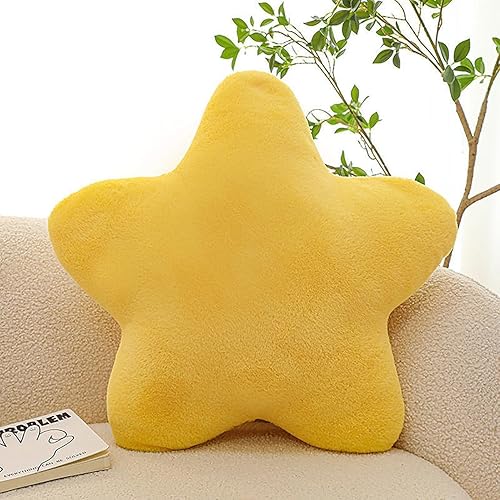Cute Star Pillow 15.7in Yellow Star Shaped Pillows Super Soft Star Throw Pillows Fluffy Star Plush Pillow Cushion Home ecor for Chair Bed Bedroom Living Room Playroom Nursery Decoration (Yellow) - Yellow - 15.7 in