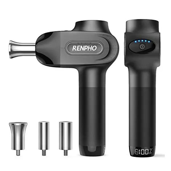 
                            Massage Gun for Athletes, RENPHO Pro Deep Tissue Percussion Muscle Massager Handheld Electric Massager for full body relaxation with Titanium Alloy Heads, Long Battery Life Gifts
                        