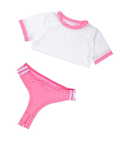 Unibaby Disfraz de anime para mujer, conjunto de lencería japonesa con tanga, conjunto de 2 piezas - Rosa - Talla única