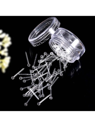 1 Caixa Com Cerca De 30 Peças De Brincos Hipoalergênicos Em Postes De Plástico, Cerca De 14 Mm, Barra De Orelha Invisível Transparente Adequada Para Uso Diário Feminino
