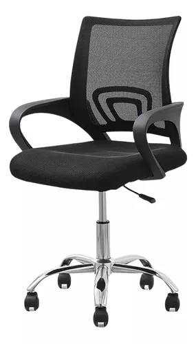 Cadeira de Escritório Rivatti Santiago Base Cromada Ergonômica  Preta com Estofado de Mesh