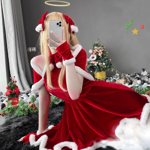 cosplay maid christmas dress suit yv30420 | S / 5-piece set