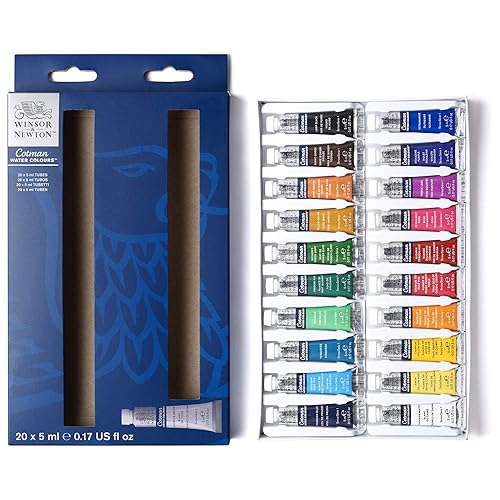 Winsor & Newton Cotman Watercolor Paint Set, 20 Colors, 5ml (0.17-oz) Tubes - 20 Tube Set 5ml