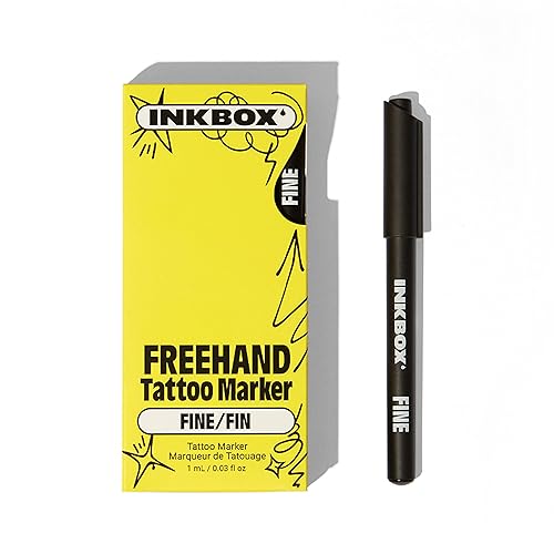 inkbox Freehand Tattoo Marker – Fine Tip, Lasts up to 10 days, For All Skin Tones, Water-Resistant, Cruelty-Free & Vegan | Long-Lasting Temporary Tattoo Pen, All Artists Skill Levels -1 Count - Marker Fine