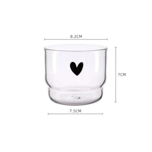 300ml Black Heart Smiley Face Glass Coffee Cup Heat Resistant Mug - Love / 301-400ml