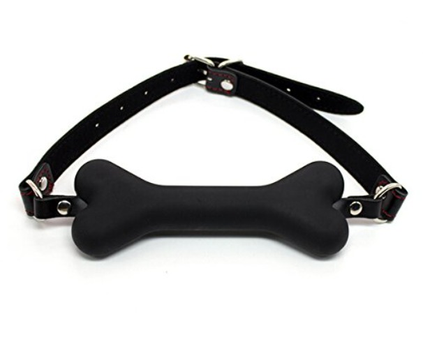 Silicone Bone Gag BDSM Adult Sex Toy Dog Slave Play Game Toy (Black)