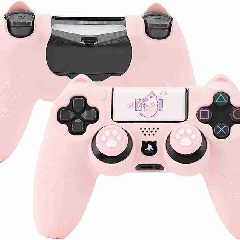 GeekShare Cat Paw PS4 Controller Skin, Anti-Rutsch Silikon Controller Cover Skin Protector Kompatibel mit PS4 Slim/Pro Controller - Blau