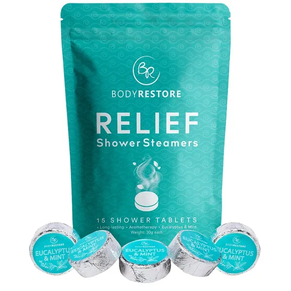 BodyRestore Shower Steamers (Pack of 15) Mother's Day Gifts for Mom - Eucalyptus & Peppermint Essential Oil Scented Aromatherapy Shower Bomb, Shower Tablets - Gifts for Women and Men