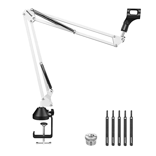NEEWER Microphone Arm Stand, Suspension Boom Scissor Microphone Arm Stand with 3/8 Inch to 5/8 Inch Screw and Cable Ties, Compatible with Blue Yeti Snowball Yeti X Quadcast etc. Max. Load 1.5 kg - White
