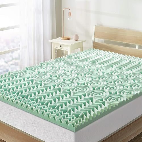 Best Price Mattress Full Mattress Topper - 1.5 Inch 5-Zone Memory Foam Bed Topper Aloe Infused Cooling Mattress Pad, Full Size - Aloe - 1.5 Inch - Full - 5 Zone