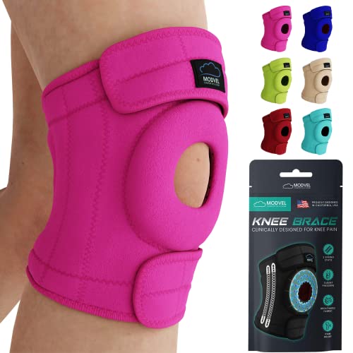 MODVEL Knee Brace with Side Stabilizers | FSA or HSA eligible | Patella Gel Pads Knee Support Braces for Knee Pain, Meniscus Tear,ACL,MCL,Arthritis, Joint Pain Relief,Injury Recovery. (S/M Pink) - Pink - Small/Medium