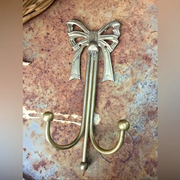 Vintage Brass Bow Wall Hook