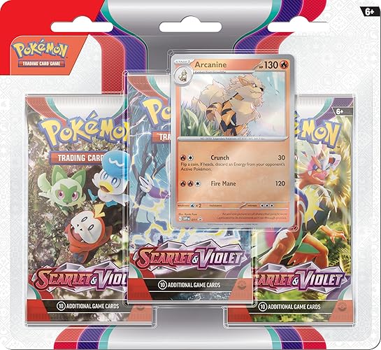 Pokémon TCG: Scarlet and Violet Triple Pack - Arcanine (3 Boosters and Foil Promo Card) - Scarlet & Violet - Arcanine