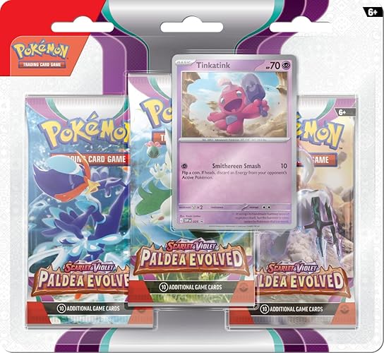 Pokémon TCG: Scarlet & Violet—Paldea Evolved Triple Pack (Tinkatink) - 3 Boosters & Foil Promo Card(Assorted) - Paldea Evolved - Tinkatink