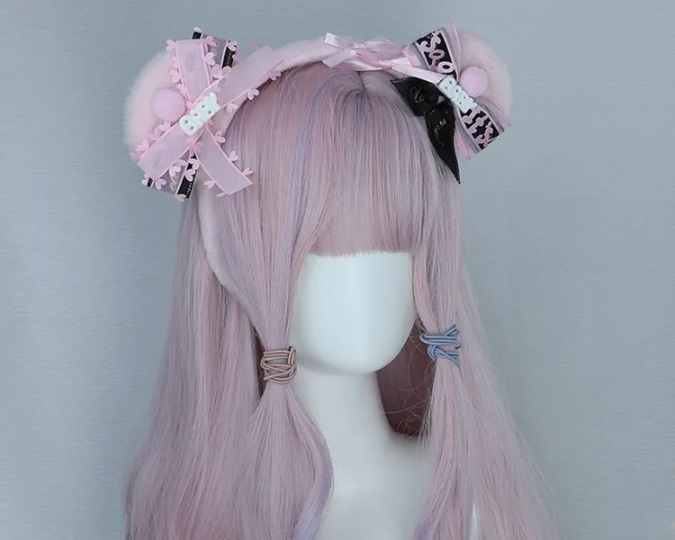 Teddy bear ear Cosplay Anime Headwear Cat ear headband Brown ear Anime ear Dog ear,Furry ear,Cosplay,Halloween,Lolita,Ear Hair band bowknot