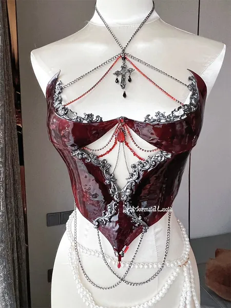 Rose Gothic Blood Resin Mermaid Corset Bra Top Cosplay Costume Patent-Protected
