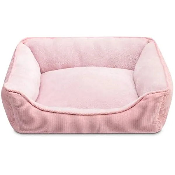 Hollypet Katzenbett Kleines Hundebett Haustierbett für Katzen und Welpen, Weiches Haustierschlafbett Atmungsaktives Haustierkissen, Rosa (55 * 45 * 15cm)