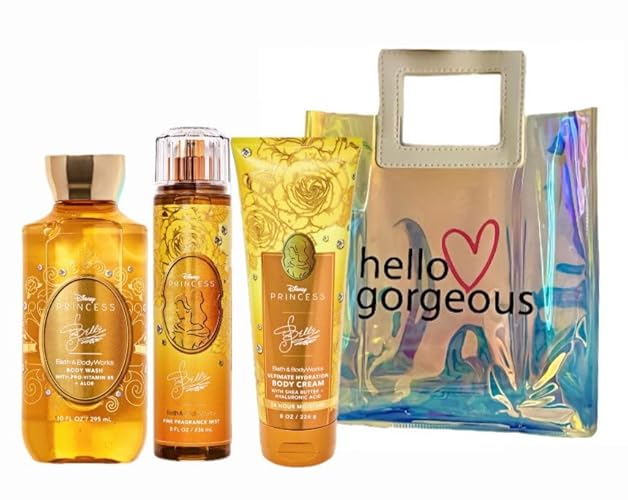 BELLE - White Barn - Bath Body/Work - PRINCESS- 3 Piece Bundle - Premium Beauty - Full Size and Hello Gorgeous Gift Bag (Packaging May Vary)