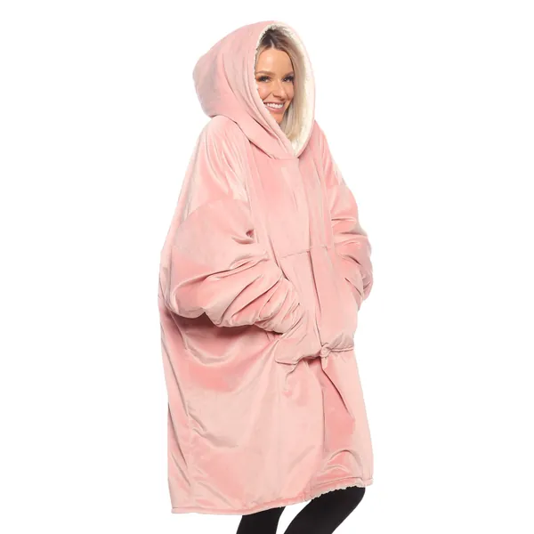 THE COMFY Original | Oversized Microfiber & Sherpa Wearable Blanket, Seen On Shark Tank, One Size for All (Blush)