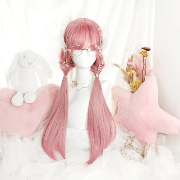 Women's Pink Wig Long Straight Hair Wigs for Girl Lolita | Etsy