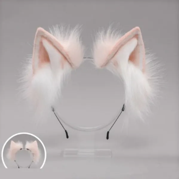 Cute Pink Hairy Furry Cat Fold Ear Lolita Headband | Etsy