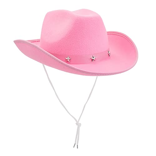 Felt Cowgirl Hat for Women and Men, Costume Accessories (14.8 x 10.6 x 5.9 Inches) - Pink