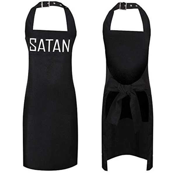 MIAOCOS Helltaker Satan Cosplay Black Apron for Women Girls Waitress Adjustable Kitchen Cooking Baking Cleaning Maid Costume