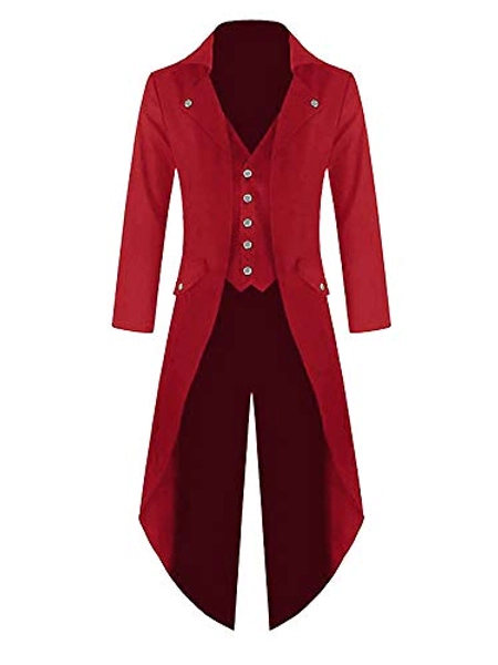 Runcati Mens Steampunk Victorian Jacket Gothic Tailcoat Costume Vintage Tuxedo Viking Renaissance Pirate Halloween Coats