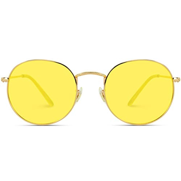 WearMe Pro - Polarized Round Retro Tinted Lens Metal Frame Sunglasses