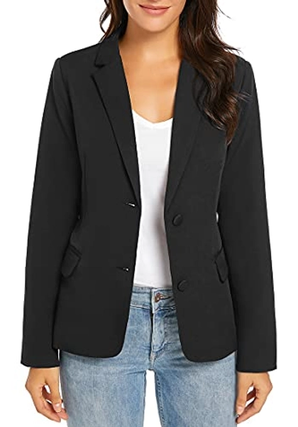 LUYEESS Women's Casual Work Office Notch Lapel Pockets Buttons Blazer Suit Jacket