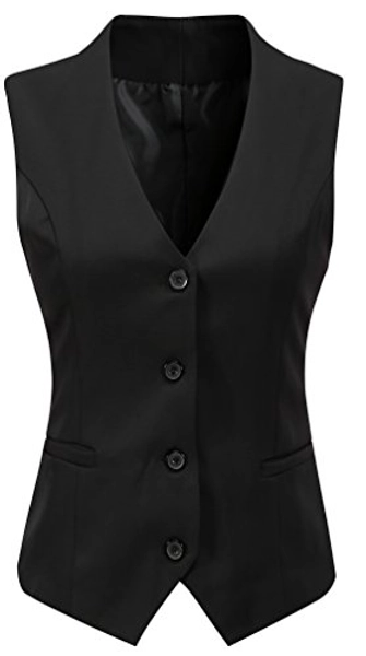 Foucome Women's Formal Regular Fitted Business Dress Suits Button Down Vest Waistcoat