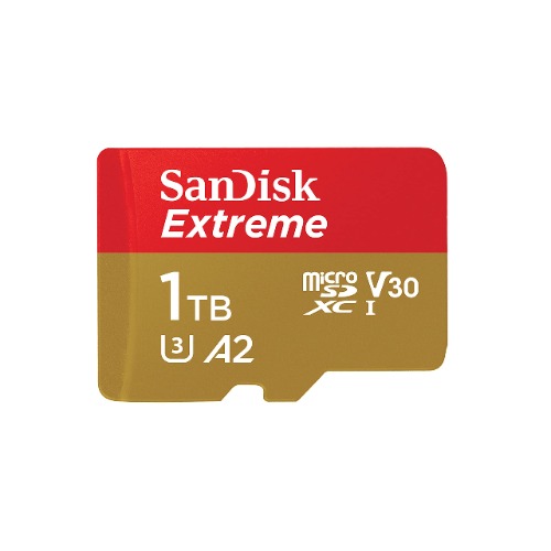SanDisk Extreme MicroSDXC UHS-I Geheugenkaart 1 TB Met SD Adapter (1 Jaar RescuePRO Deluxe, Leessnelheden Tot 190 MB/s, A2, C10, V30, U3, 30 Jaar Garantie) Rood/Goud - 1TB € 122,38