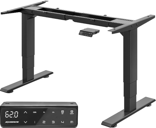 Maidesite in Hoogte Verstelbaar Elektrisch Bureau in Hoogte Verstelbaar Tafelframe,Geschikt voor Alle Gangbare Tafelbladen,3-Podium Hefbenen(Zwart) - Zwart € 339,99