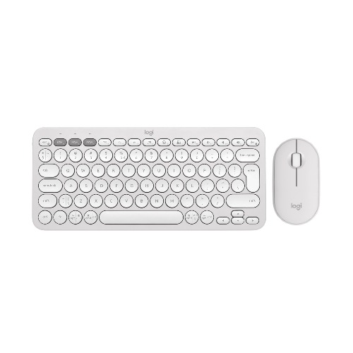 Logitech Pebble 2 Combo, draadloos toetsenbord en muis, stil en draagbaar, aanpasbaar, Logi Bolt, Bluetooth, Easy-Switch voor Windows, macOS, iPadOS, Chrome, US International QWERTY indeling - Wit - Combo - Wit