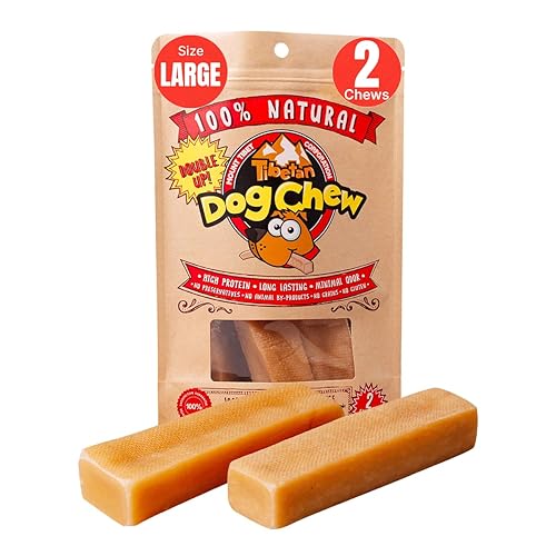 Tibetan Dog Chew (Large, 198 g) Yak Milk Bone Chews - for Large Dogs - Natural and Healthy. Long Lasting for Aggressive Chewers (2 Chews) - Large - 2 Count
