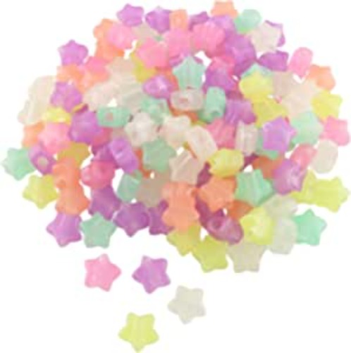 JCBIZ 250pcs 12mm Acrylic Luminous Beads Mixed Color Acrylic Star Beads for DIY Jewelry Making Necklace Bracelet Accessories