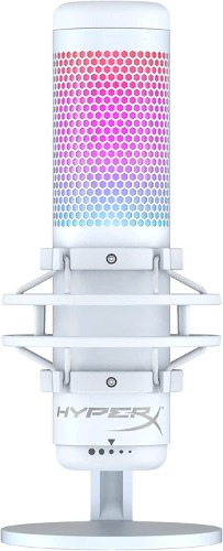 HyperX QuadCast S – RGB USB Condenser Microphone for PC, PS5, Mac, Anti-Vibration Shock Mount, 4 Polar Patterns, Pop Filter, Gain Control, Gaming, Streaming, Podcasts, Twitch, YouTube, Discord – White - RGB Lighting QuadCast White