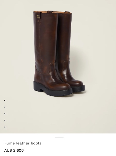 Miu Miu fume leather boots size 36 