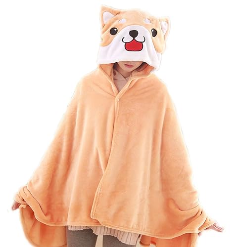 FUYU Cute Dog Cloak Blanket Soft Plush Throw Blanket Shiba Inu Cosplay Cloak