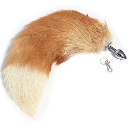Fosrion Versatile Tail Stainless Steel Fox Tail: Sensual Anal Plug & Stylish Keychain (Medium Plug, Yellow) - Medium Plug - Yellow