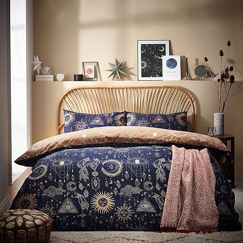 furn. Constellation Celestial Duvet Cover Set - Double - Gold/Navy - Gold/Navy - Double