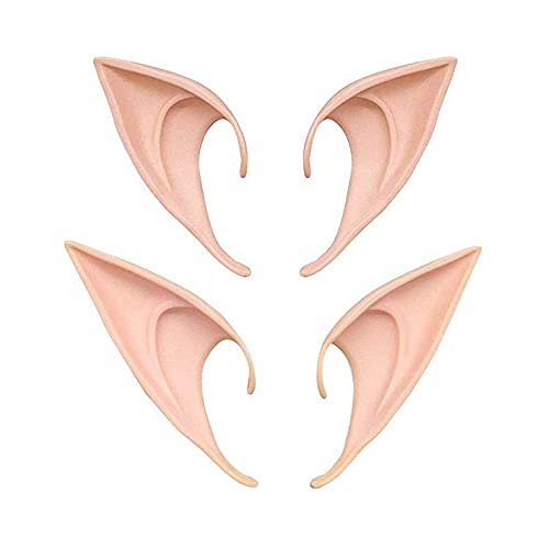 2 Pairs Latex Elf Ears Pixie Fairy Ears Cosplay Soft Pointed Goblin Ears Latex Alien Ears Elven Ears Dress Up Costume Accessories for Halloween, Anime Party, Costume Party, Masquerade
