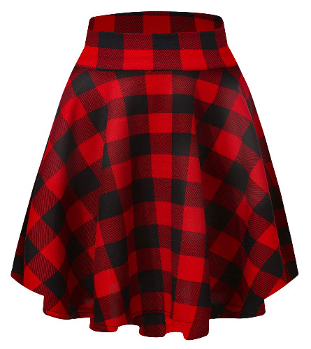 Urban CoCo Women's Basic Versatile Stretchy Flared Casual Mini Skater Skirt - Large Long-11